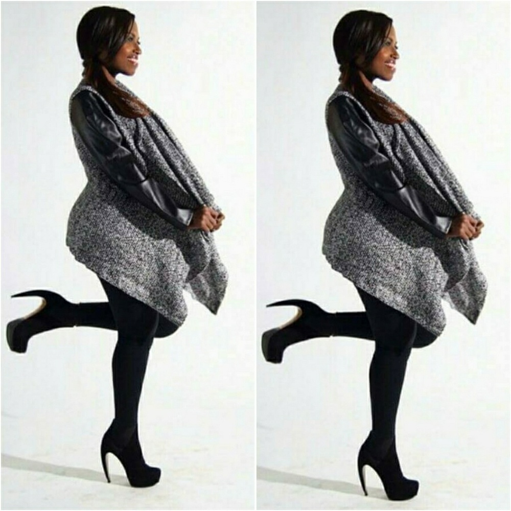 R&J Couture Duster w Leather Sleeves